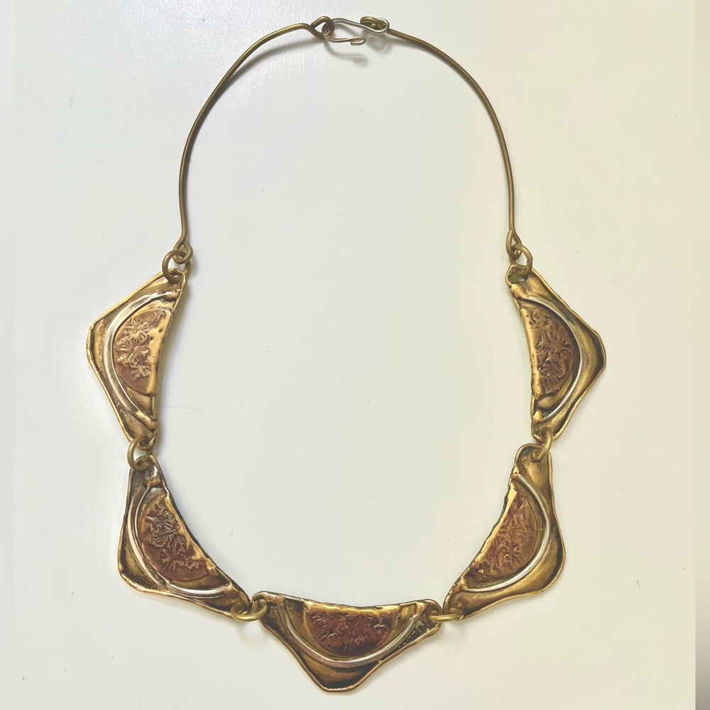 Vintage mixed metal brutalist collar necklace